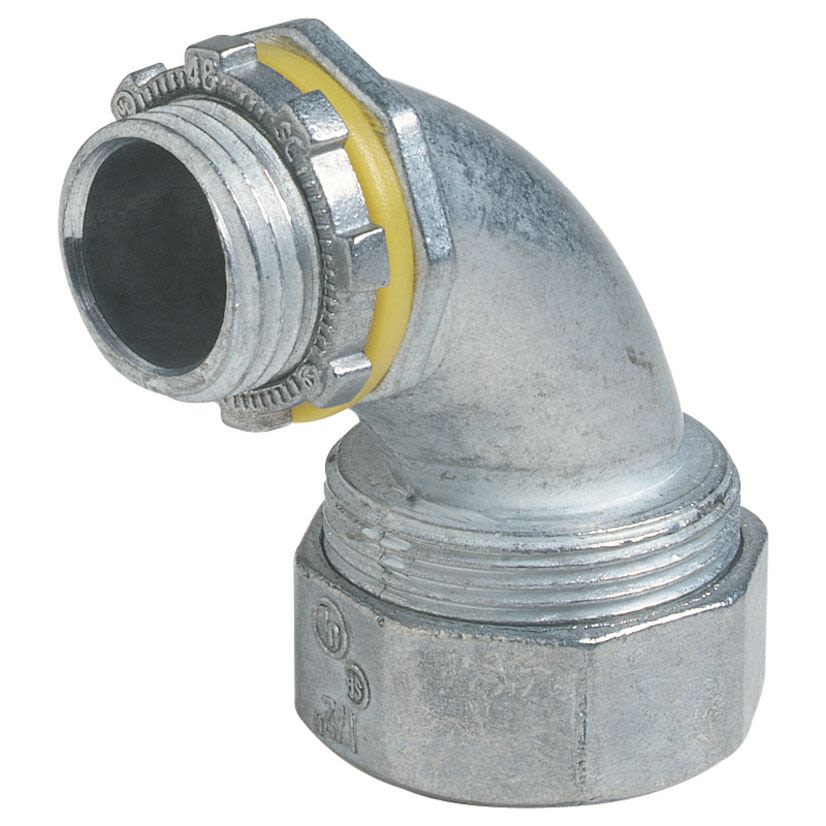 Steel City LT-291 Conduit Connector, 1/2 in Trade, 90 deg, Die Cast Zinc